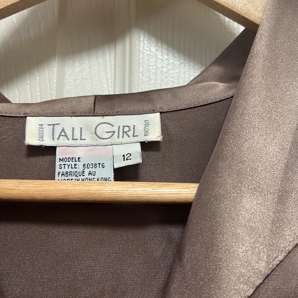 SOLD - Vintage bronze khaki satin button up blouse - Picture 4 of 5